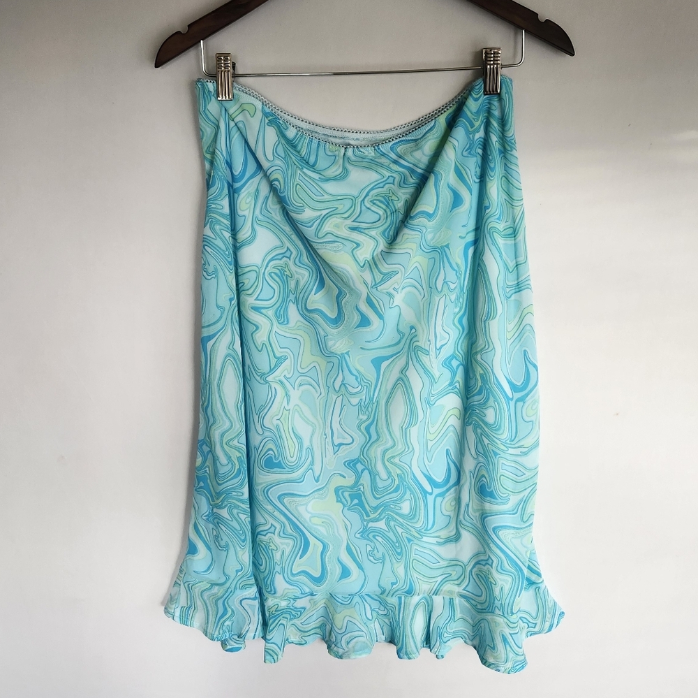 Wild Fable Blue Marble Print Slip Skirt size L